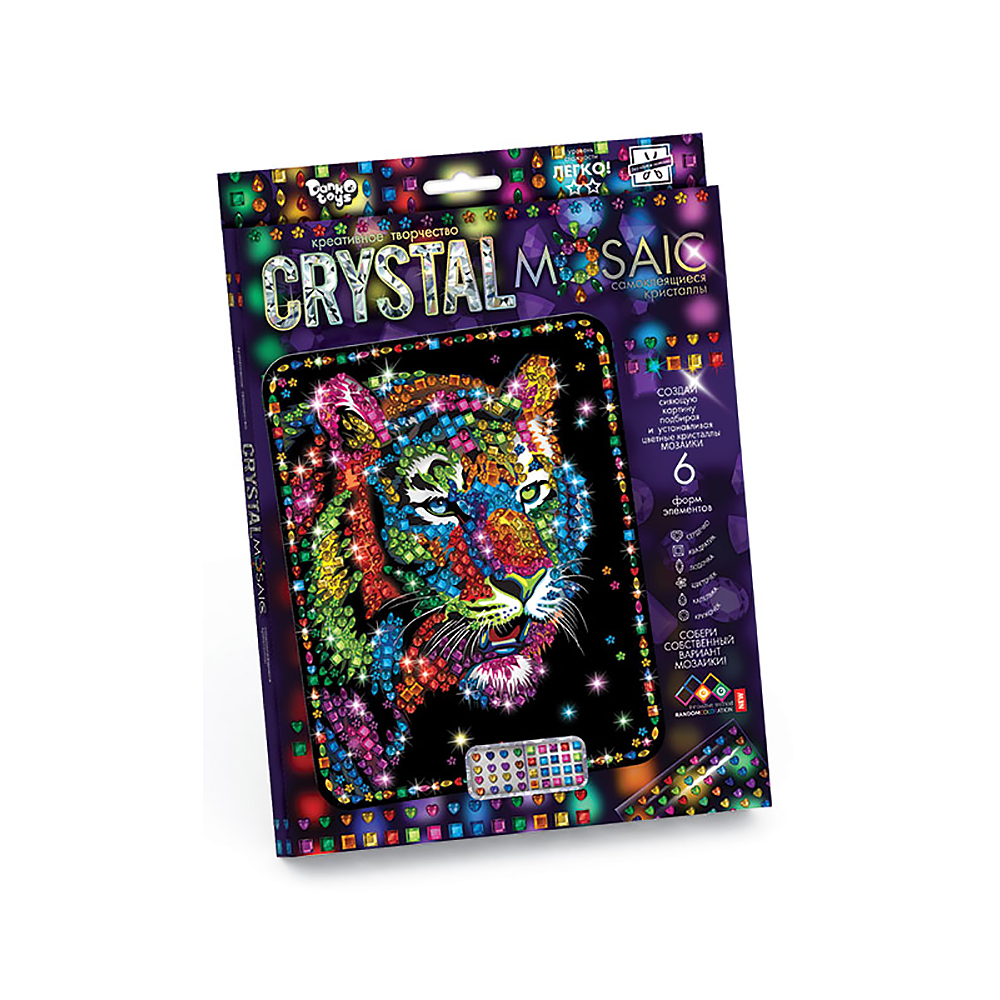 фото Набор для создания мозаики danko toys crystal mosaic тигр на темном фоне