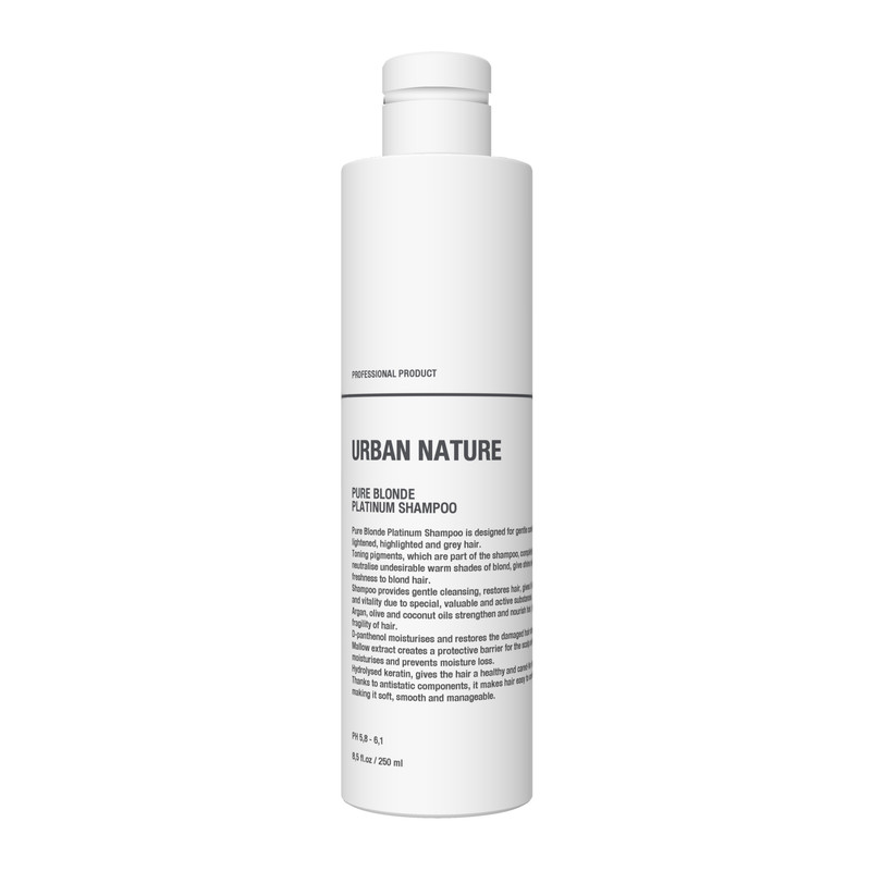 Шампунь Urban Nature  тонирующий для светлых волос Pure Blonde Platinum 250 мл шампунь для придания мягкости волосам pure nature intense 120574 100 мл