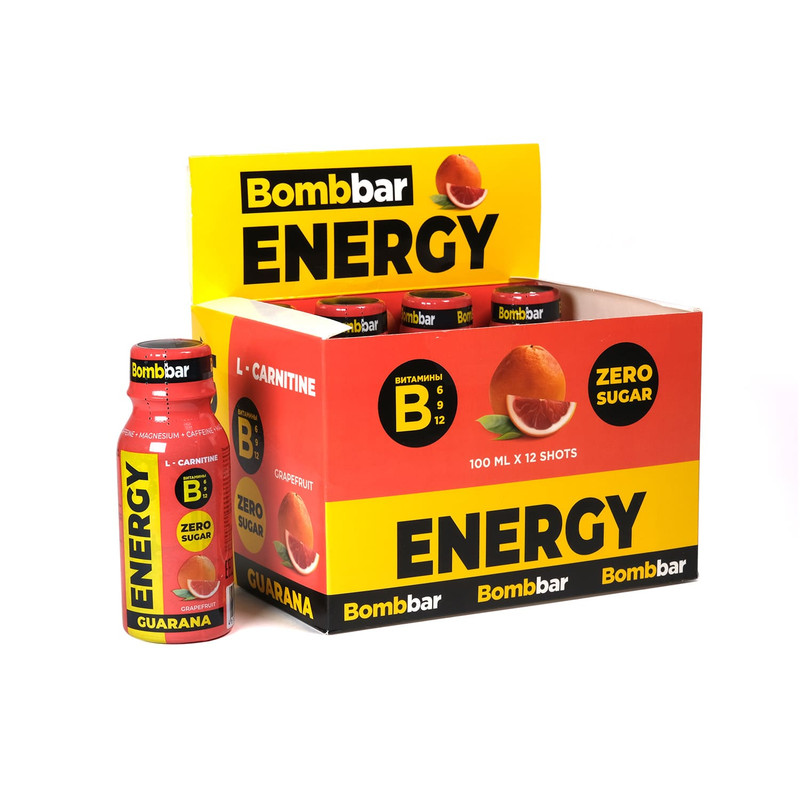 Напиток безалкогольный Bombbar «L-Карнитин с гуараной» грейпфрут, 12 шт*100мл