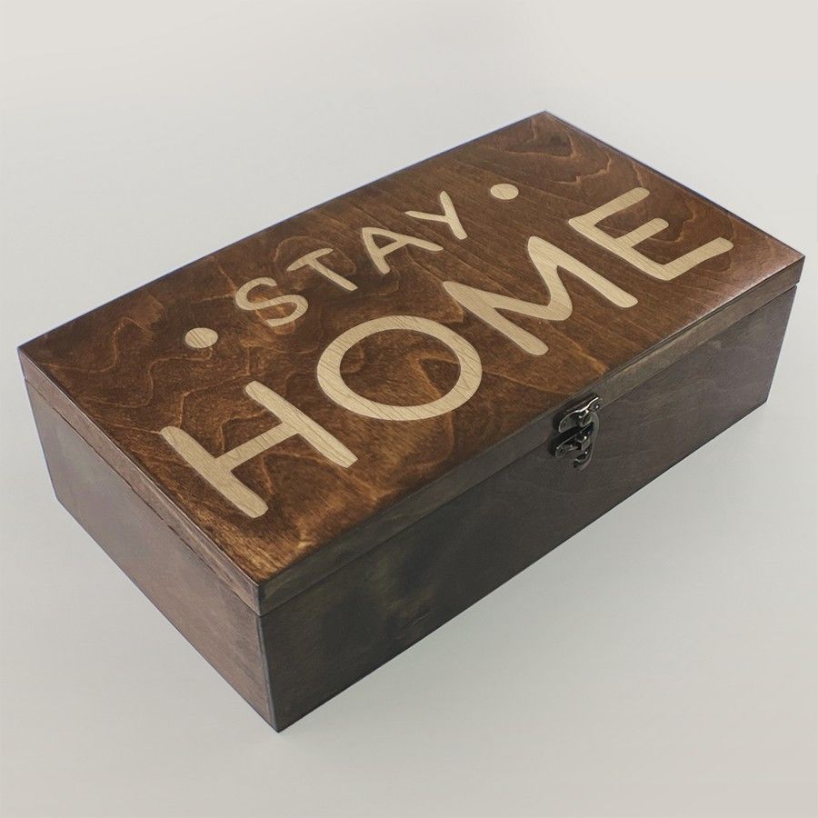 

Коробка для чайных пакетиков из 4 отделений stay home надписи оставайся дома - 133, Коробка для чайных пакетиков Чайница из дерева, 4 отделения с узором stay home, надписи, оставайся дома - 133