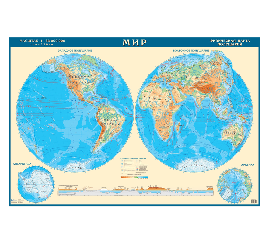 Карта по географии физическая карта полушарий