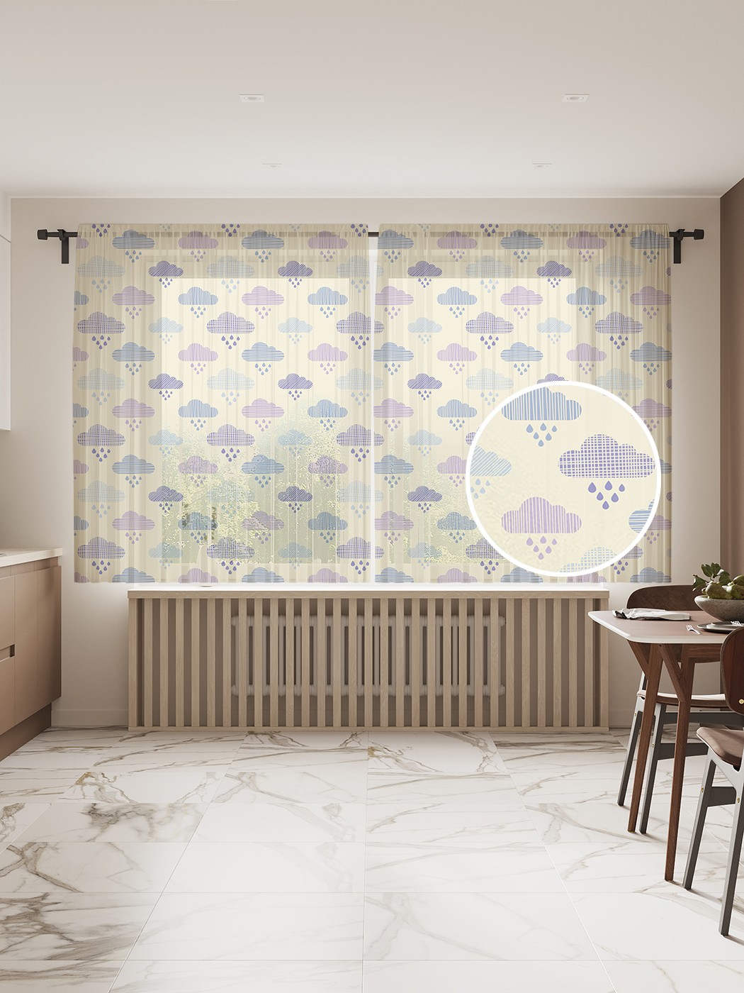 

Фототюль JoyArty "Дождик с тучек", 145x180 см (2 полотна со шторной лентой + 50 крючков), Дождик с тучек