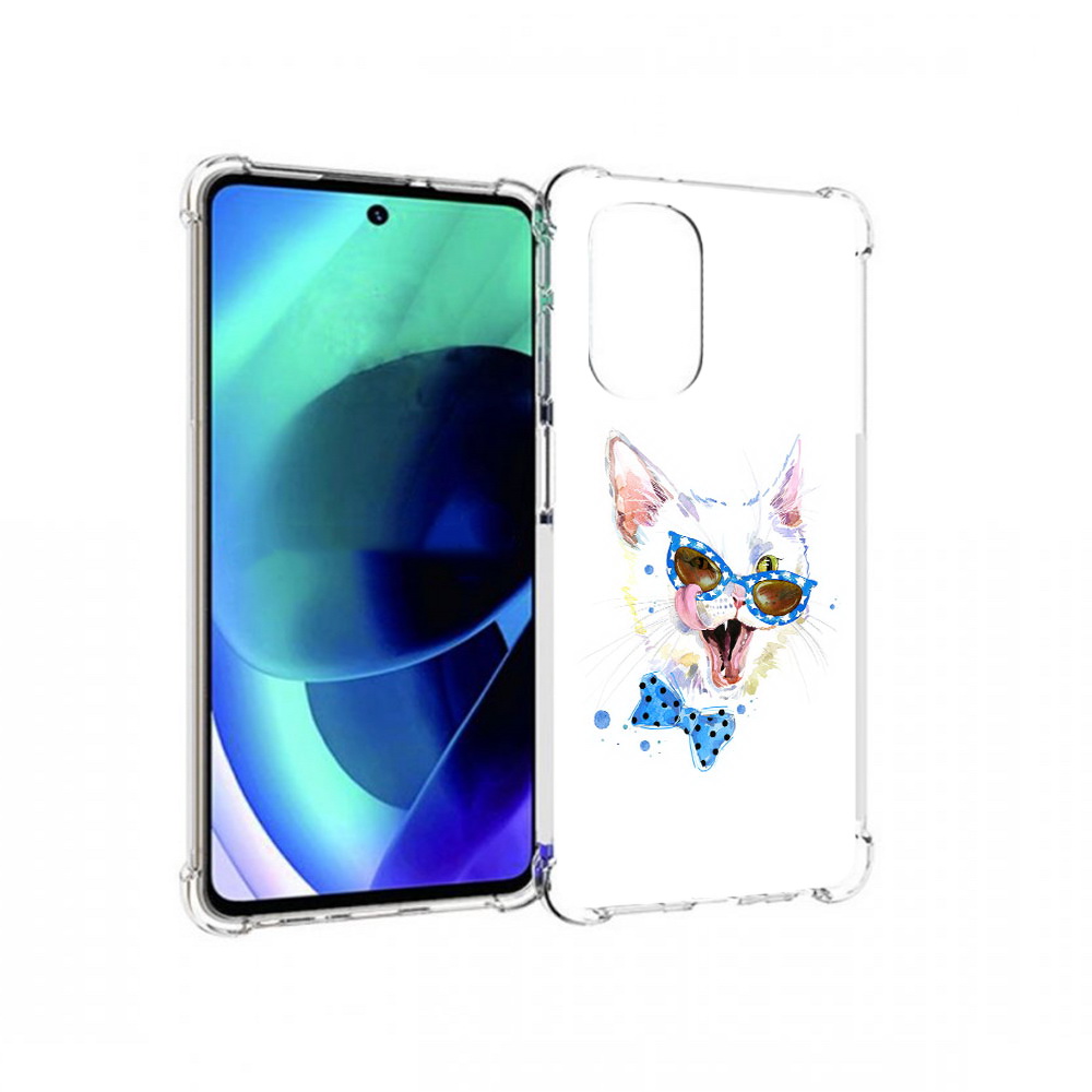 

Чехол MyPads Tocco для Motorola Moto G51 белый кот (PT227078.365.229), Прозрачный, Tocco