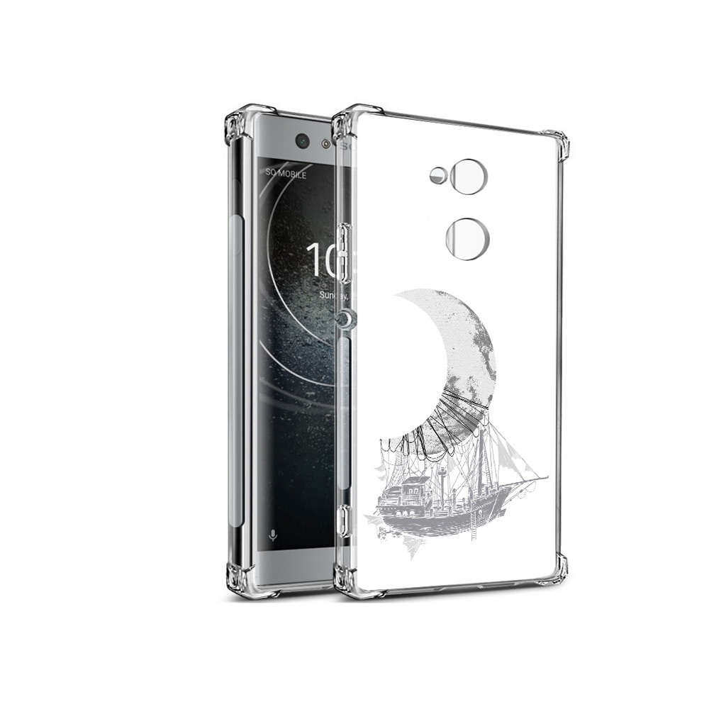 

Чехол MyPads Tocco для Sony Xperia XA2 черно белый корабль полумесяц (PT99627.238.684), Прозрачный, Tocco