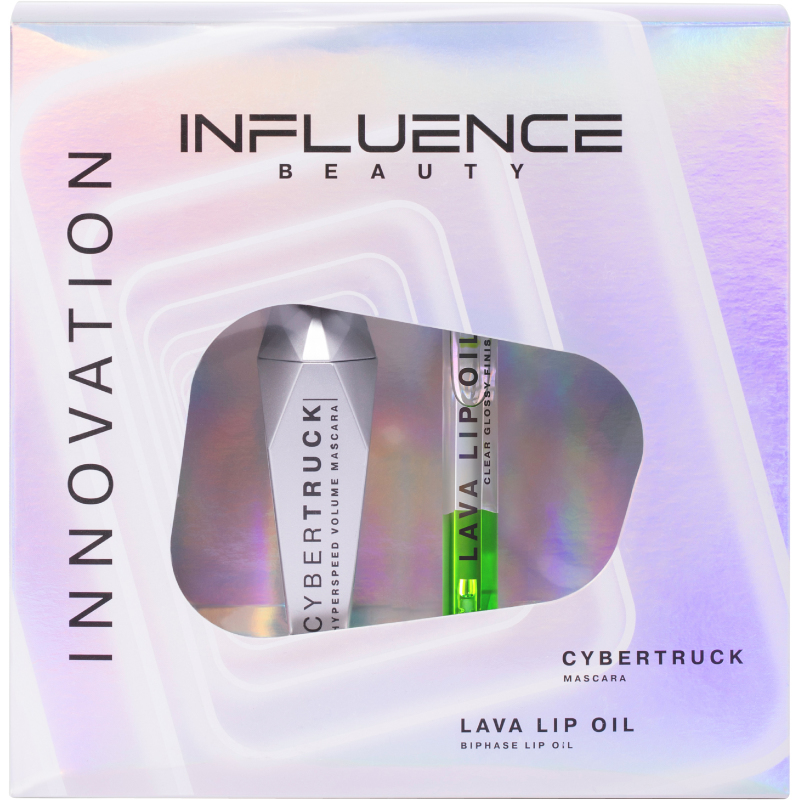 Подарочный набор Influence Beauty Тушь Cybertruck + двухфазное масло для губ Lava lip oi тушь для ресниц influence beauty cybertruck тон 01