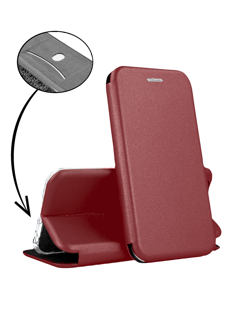 

Чехол для Honor 10 Lite, P Smart 2019 бордовый, с большим вырезом, с карманом для карт, ZB-HUW-10-LT-BHOL