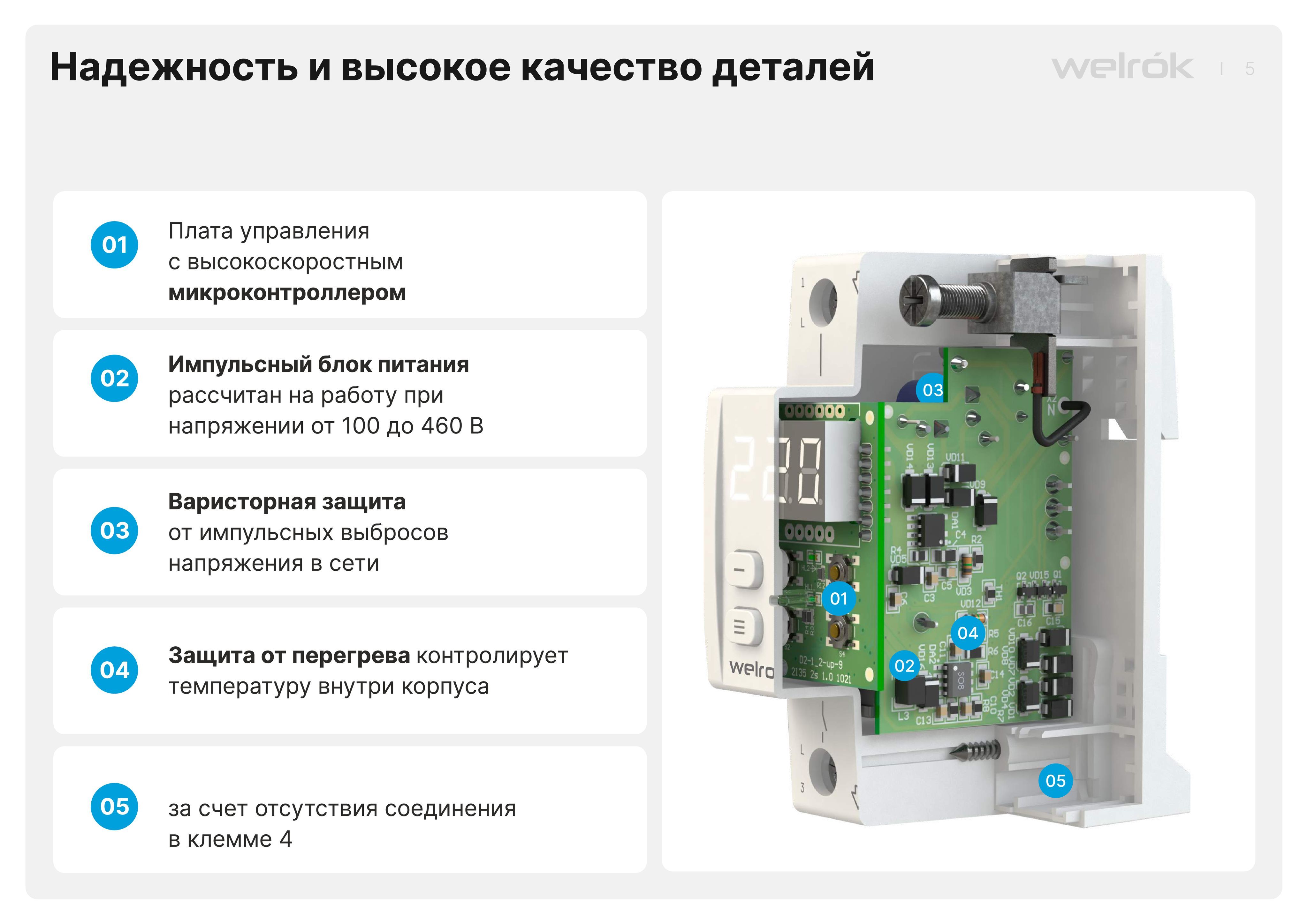 Реле напряжения c контролем тока Welrok VI-40 red