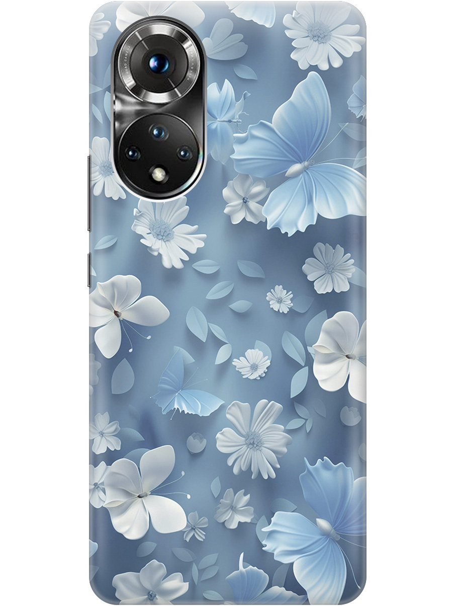 

Силиконовый чехол на Honor 50, Huawei Nova 9 с принтом "Голубые бабочки", Прозрачный;белый;голубой, 730829610