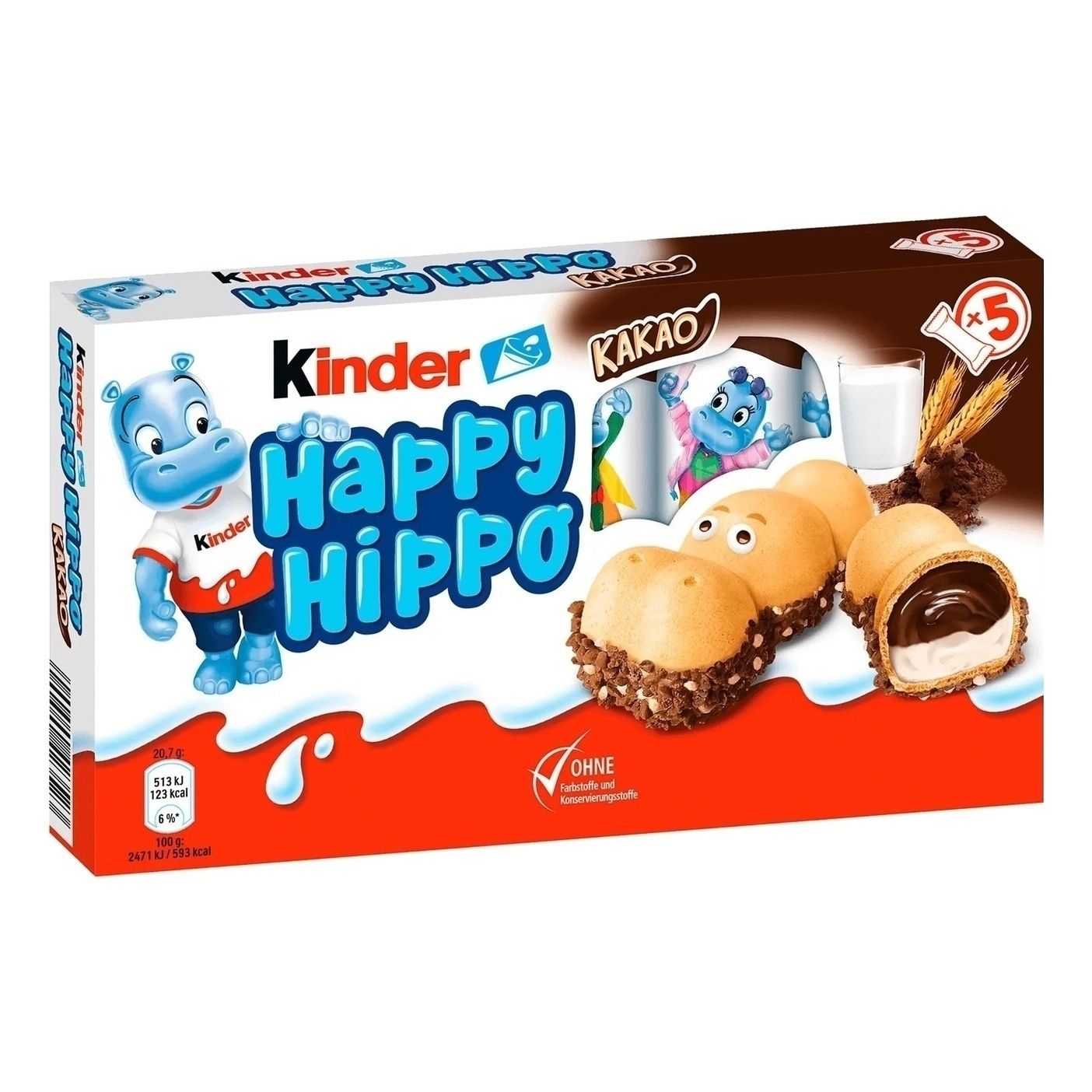 Вафли Kinder Happy Hippo СaСao 104 г