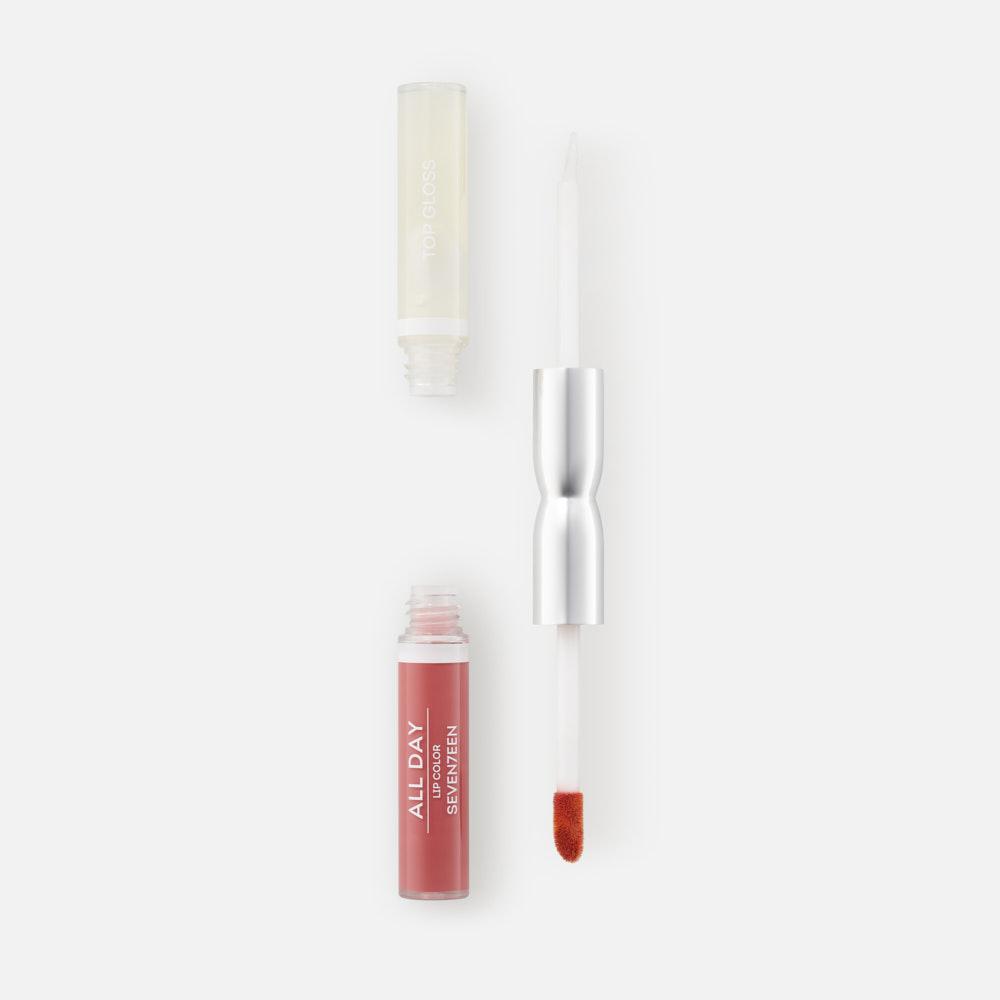 Жидкая стойкая помада-блеск Seventeen - All day lip color  top gloss, 74 розовый нюд