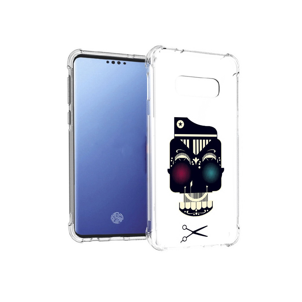 

Чехол MyPads Tocco для Samsung Galaxy S10E черно белый скелет с яркими глазами, Прозрачный, Tocco