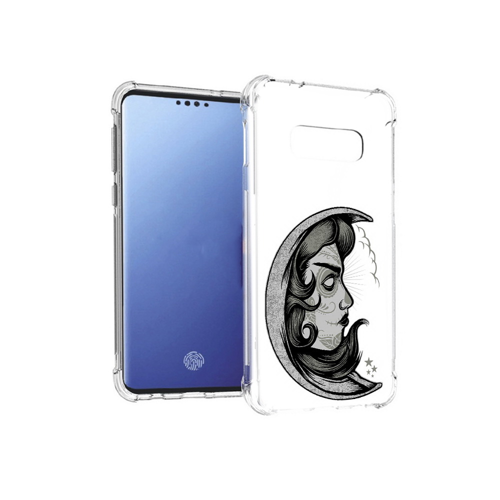 

Чехол MyPads Tocco для Samsung Galaxy S10E черно белая луна с лицом (PT145748.492.680), Прозрачный, Tocco