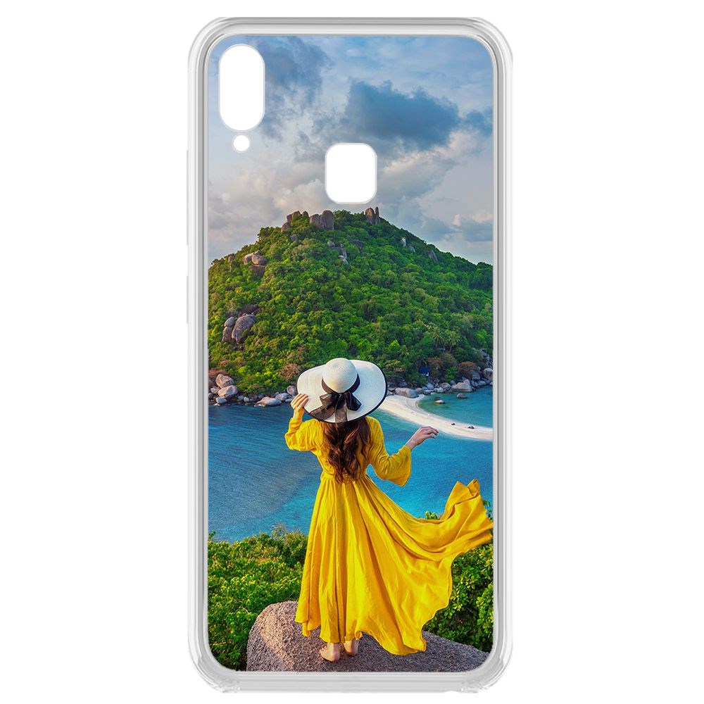 

Чехол-накладка Krutoff Clear Case Платье летнее женское для Vivo Y91, Прозрачный