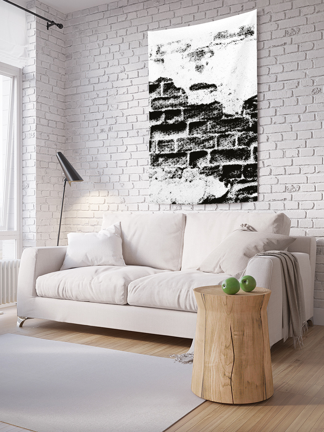 фото Вертикальное фотопанно на стену joyarty "черный кирпич", 150x200 см