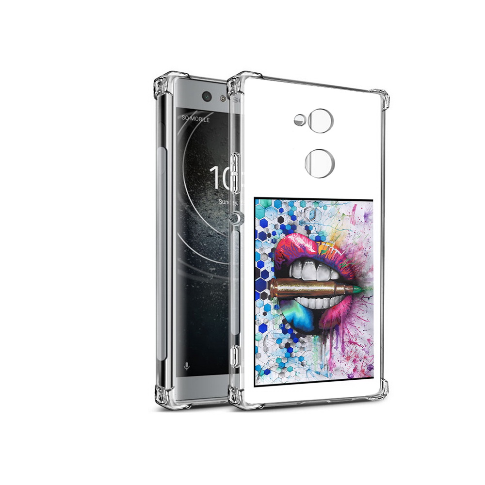 

Чехол MyPads Tocco для Sony Xperia XA2 разноцветные губы с пулей (PT99627.238.571), Прозрачный, Tocco
