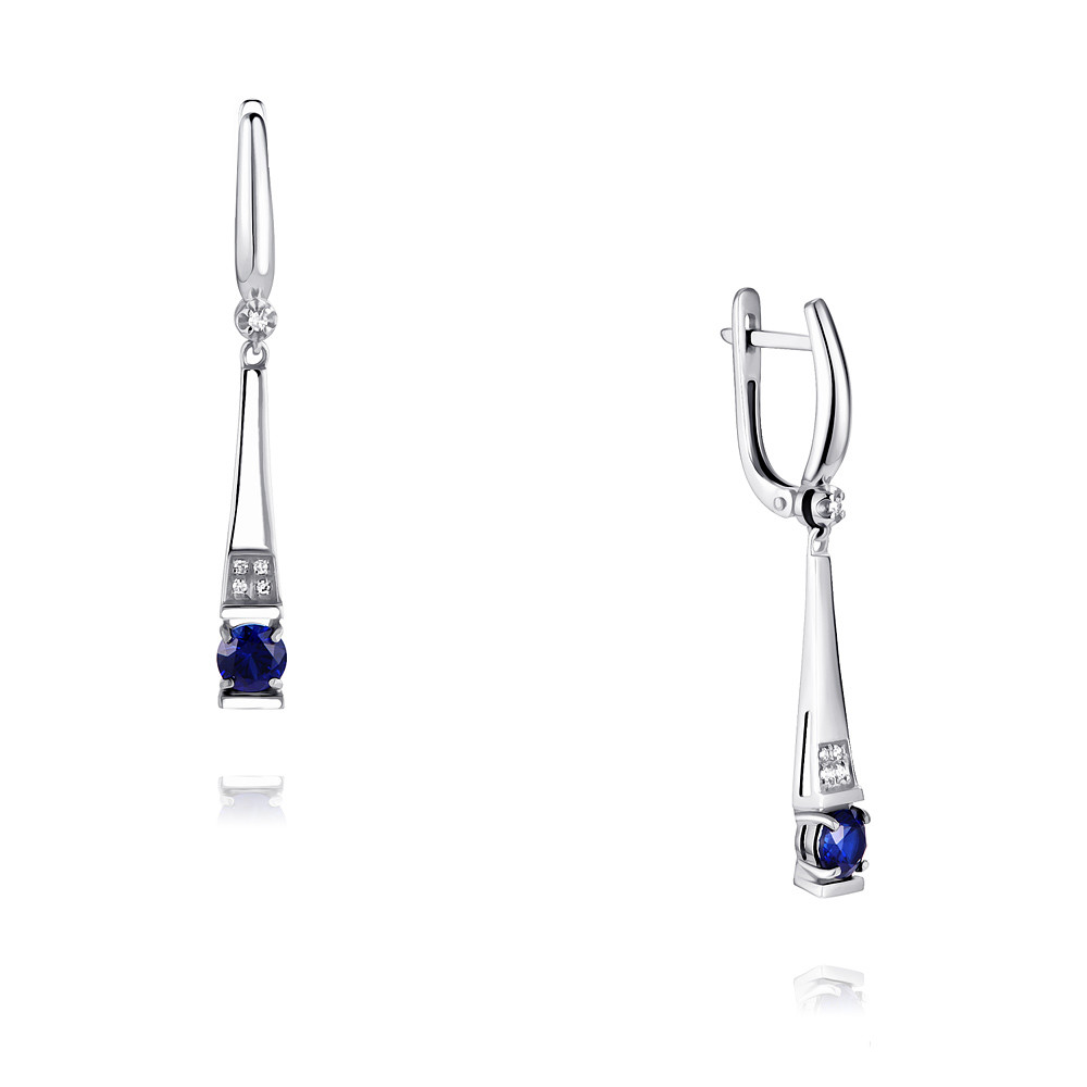 

Серьги из белого золота с бриллиантом/корундом искусственным ADAMAS 24035705/01-А51Д-434, 24035705/01-А51Д-434