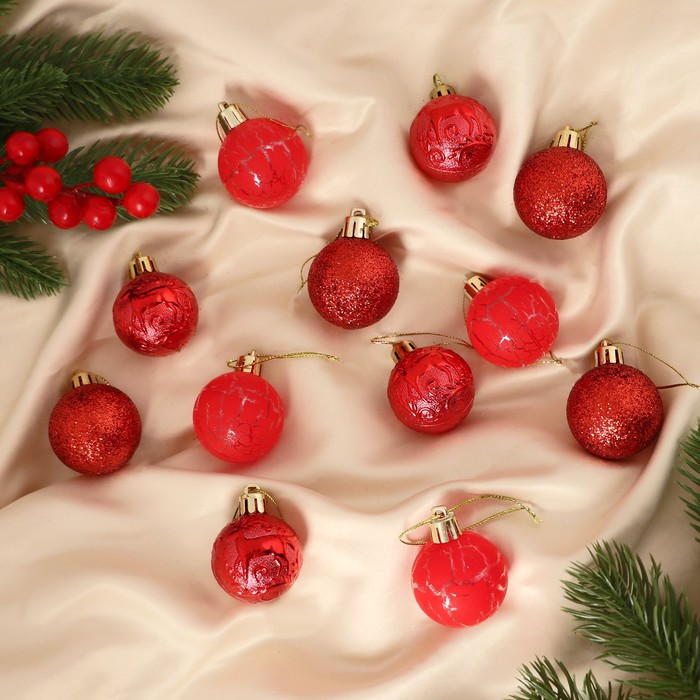 Зимнее волшебство Набор шаров пластик d-4 см, 12 шт 