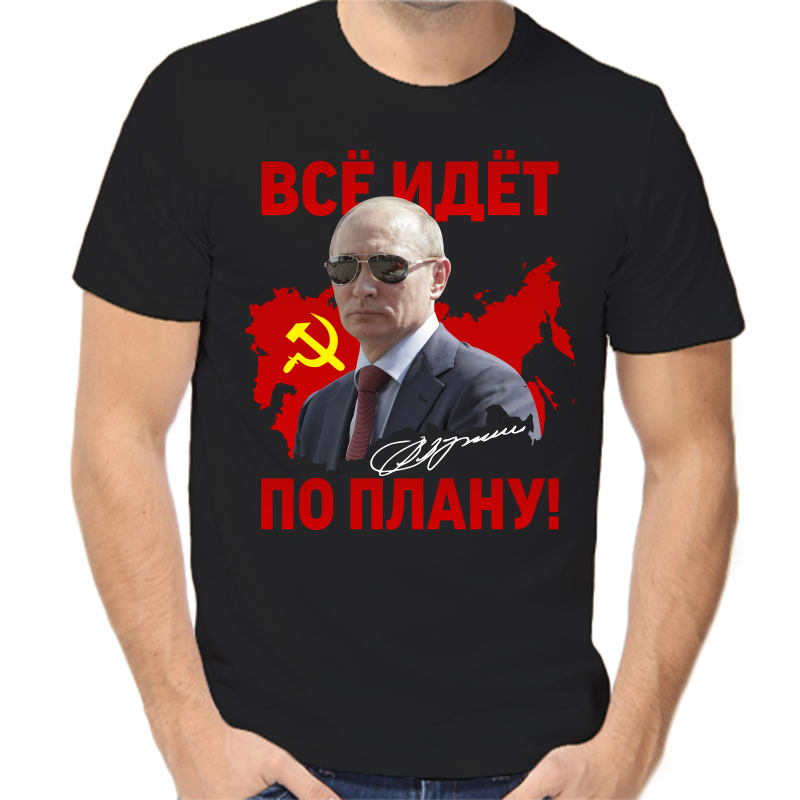 

Футболка мужская черная 42 р-р с Путиным все идет по плану, Черный, fm_vse_idet_po_planu