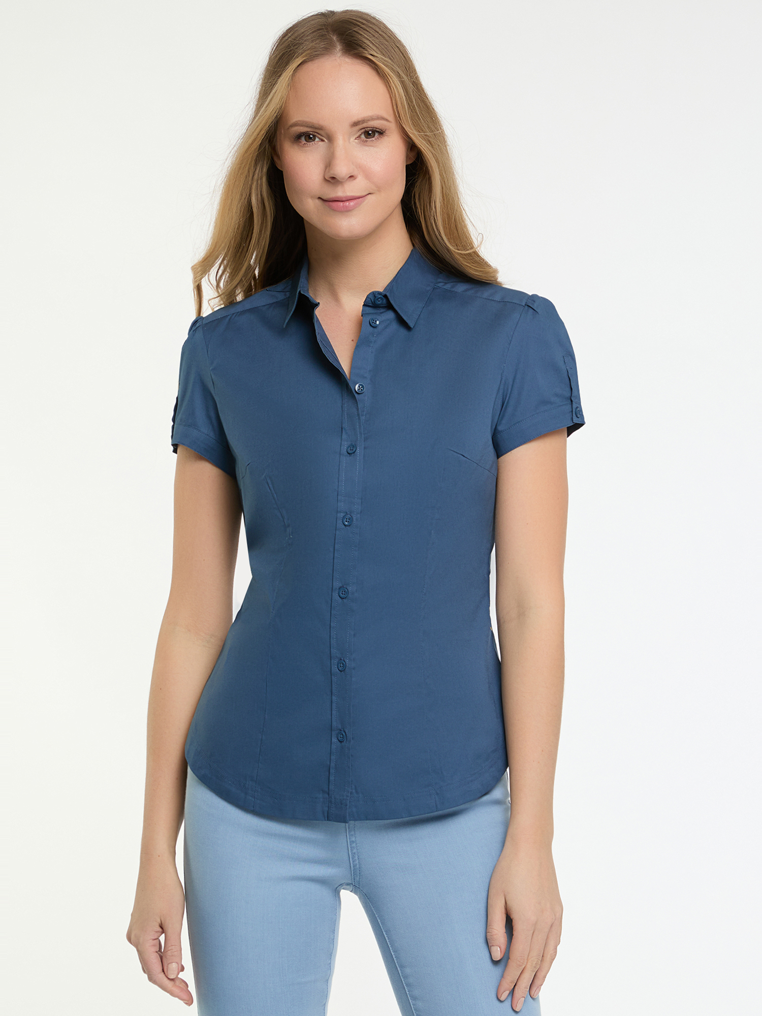 Рубашка женская oodji 13K01004-1B синяя 44 EU
