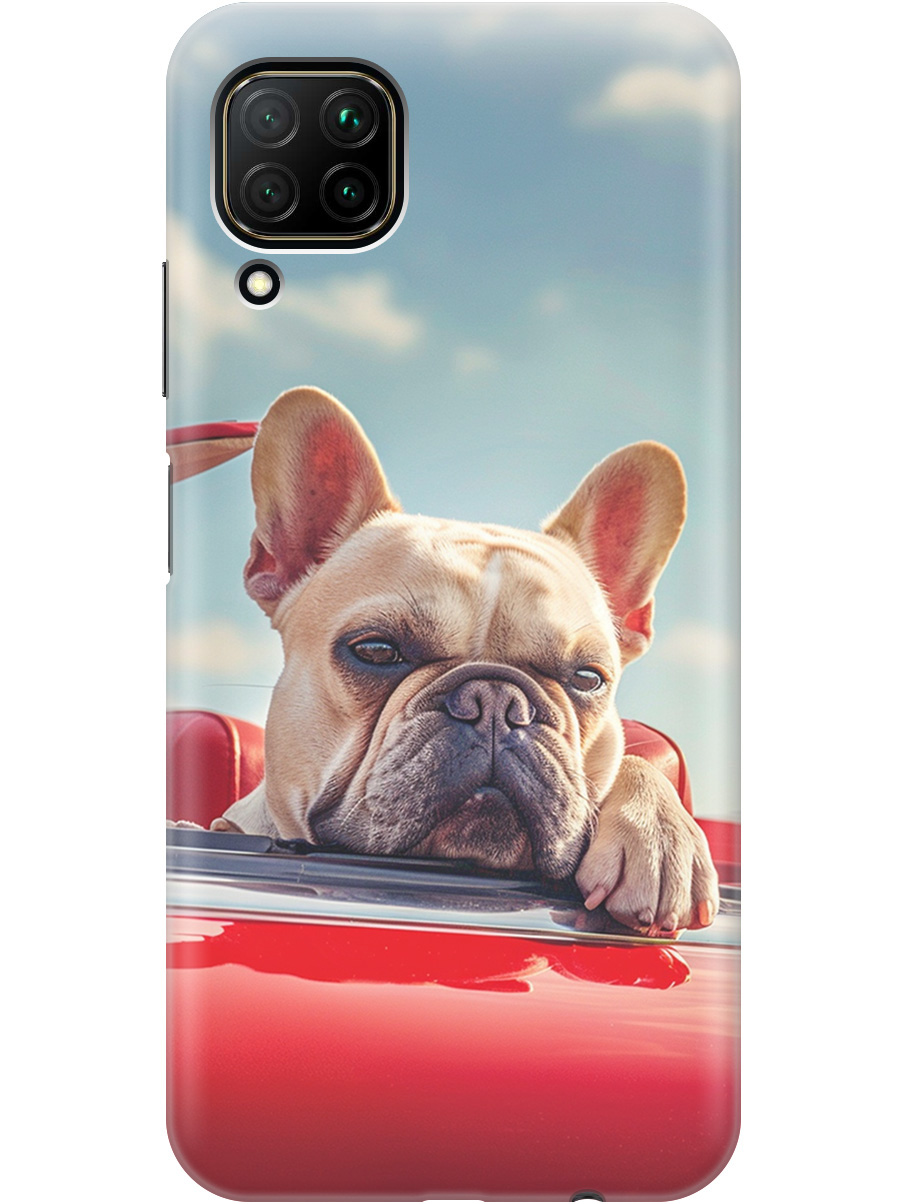 

Силиконовый чехол на Huawei P40 Lite с принтом "Бульдог в кабриолете", Прозрачный;бежевый;голубой;красный, 722839712