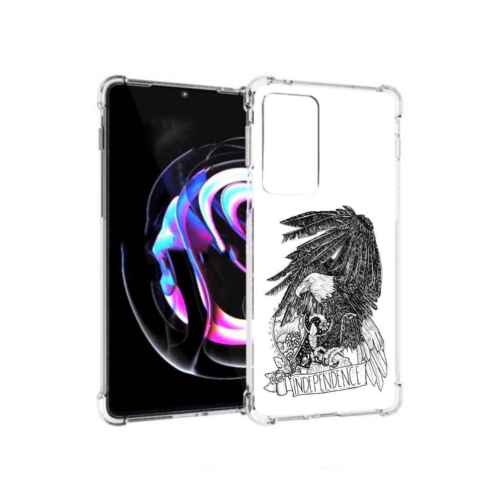 

Чехол MyPads Tocco для Motorola Moto Edge 20 Pro черно белый сокол (PT227063.364.688), Прозрачный, Tocco