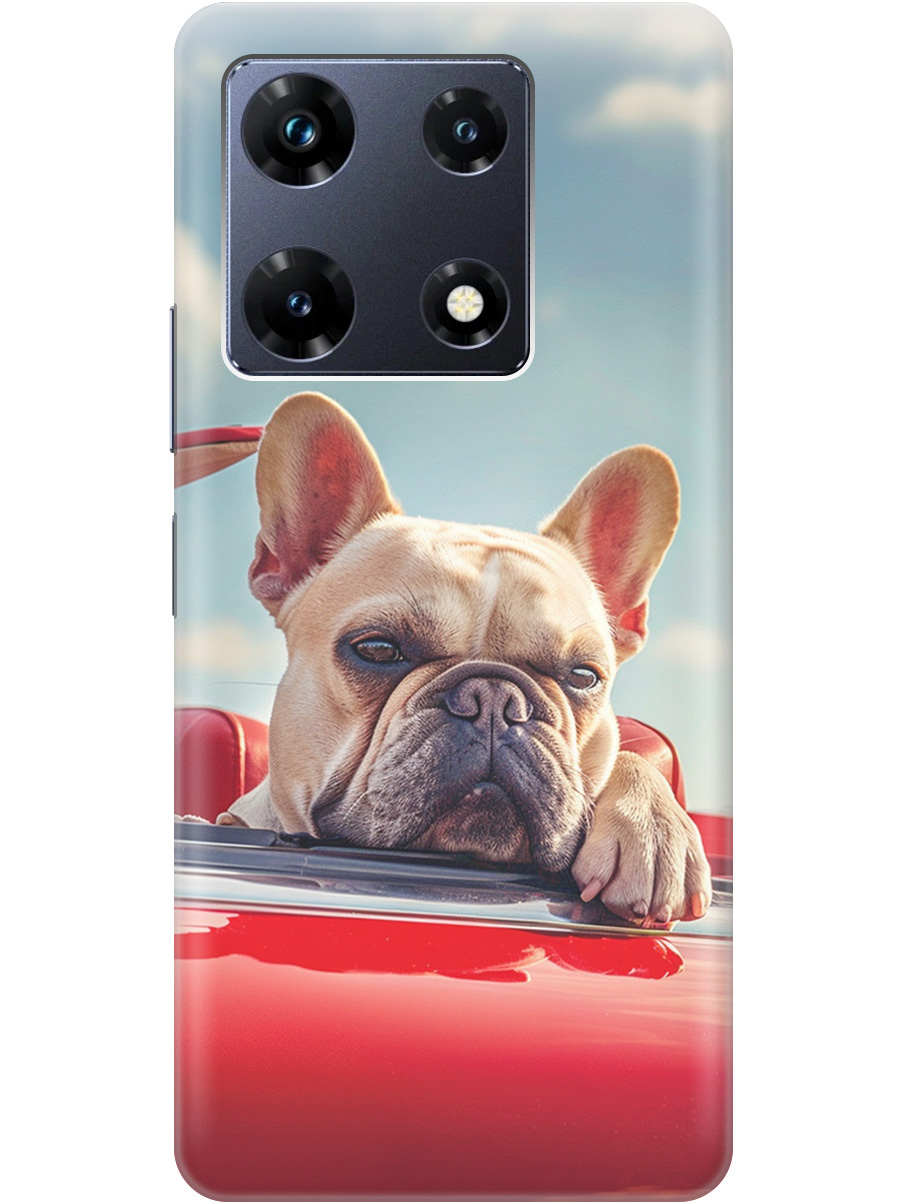 

Силиконовый чехол на Infinix Note 30 Pro с принтом "Бульдог в кабриолете", Прозрачный;бежевый;голубой;красный, 773942812