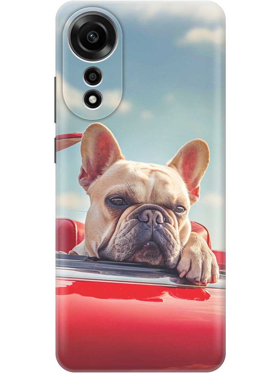 

Силиконовый чехол на Oppo A78 4G с принтом "Бульдог в кабриолете", Прозрачный;бежевый;голубой;красный, 782630012