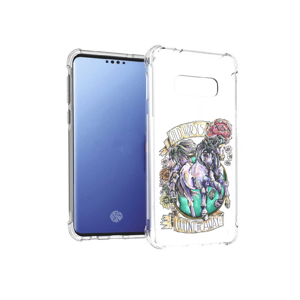 

Чехол MyPads Tocco для Samsung Galaxy S10E рисунок коней в цветах (PT145748.492.582), Прозрачный, Tocco