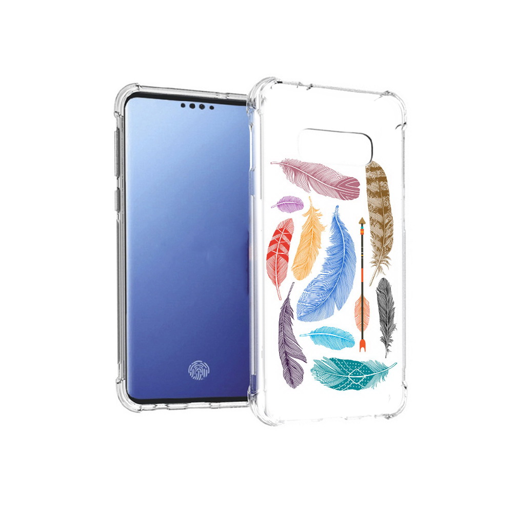 

Чехол MyPads Tocco для Samsung Galaxy S10E разноцветные перья (PT145748.492.572), Прозрачный, Tocco