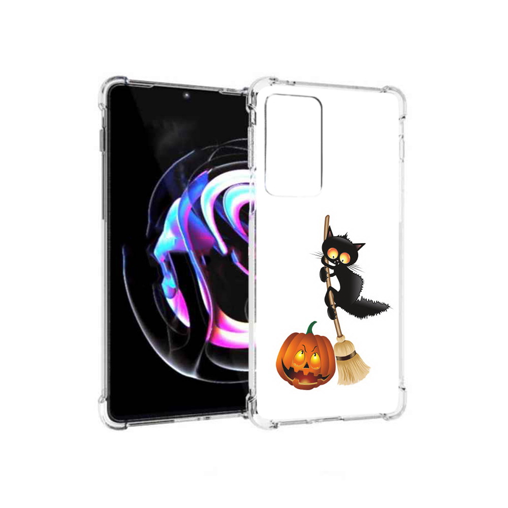 

Чехол MyPads Tocco для Motorola Moto Edge 20 Pro хэлуинский котик (PT227063.364.667), Прозрачный, Tocco