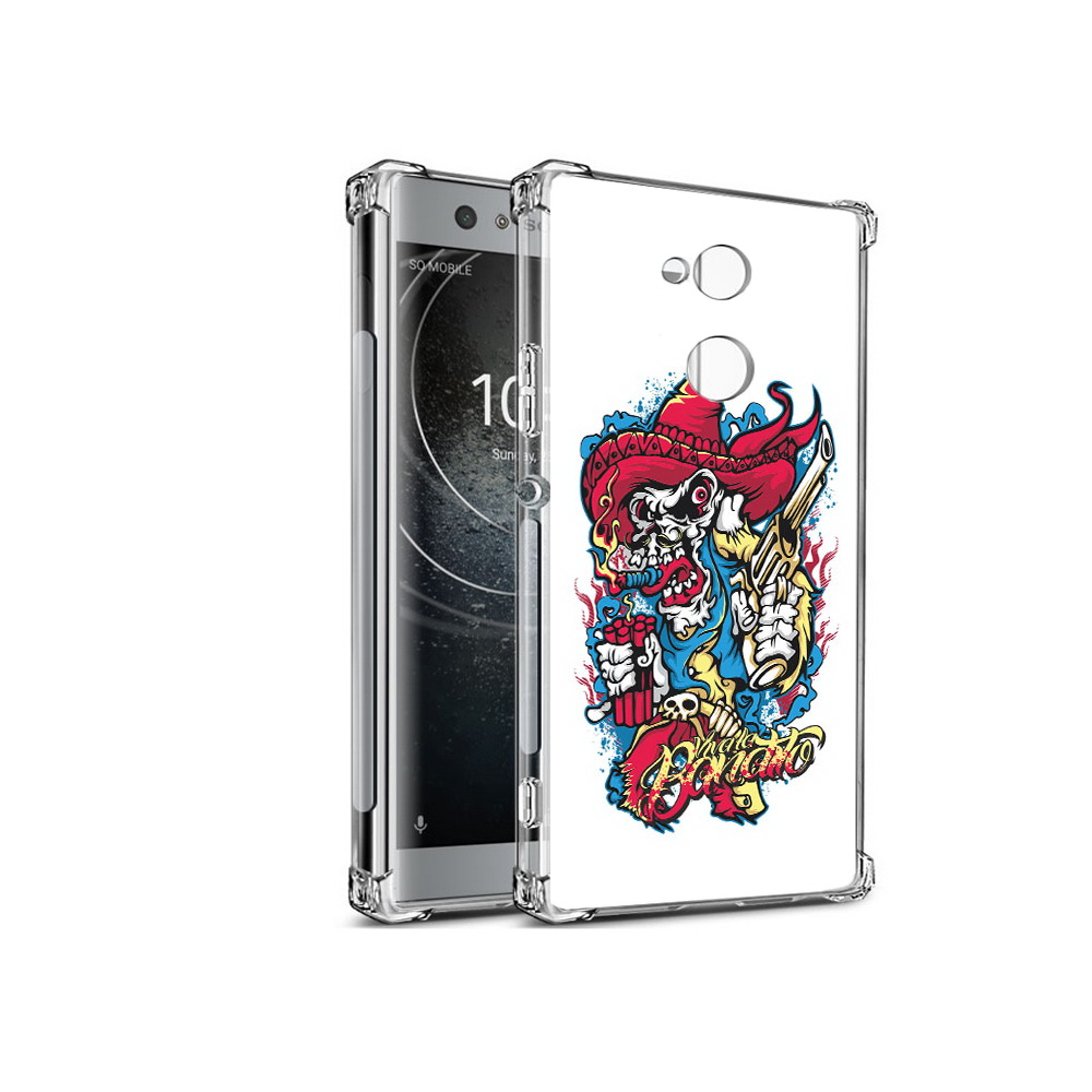 

Чехол MyPads Tocco для Sony Xperia XA2 нарисованный скелет с писталетом (PT99627.238.513), Прозрачный, Tocco