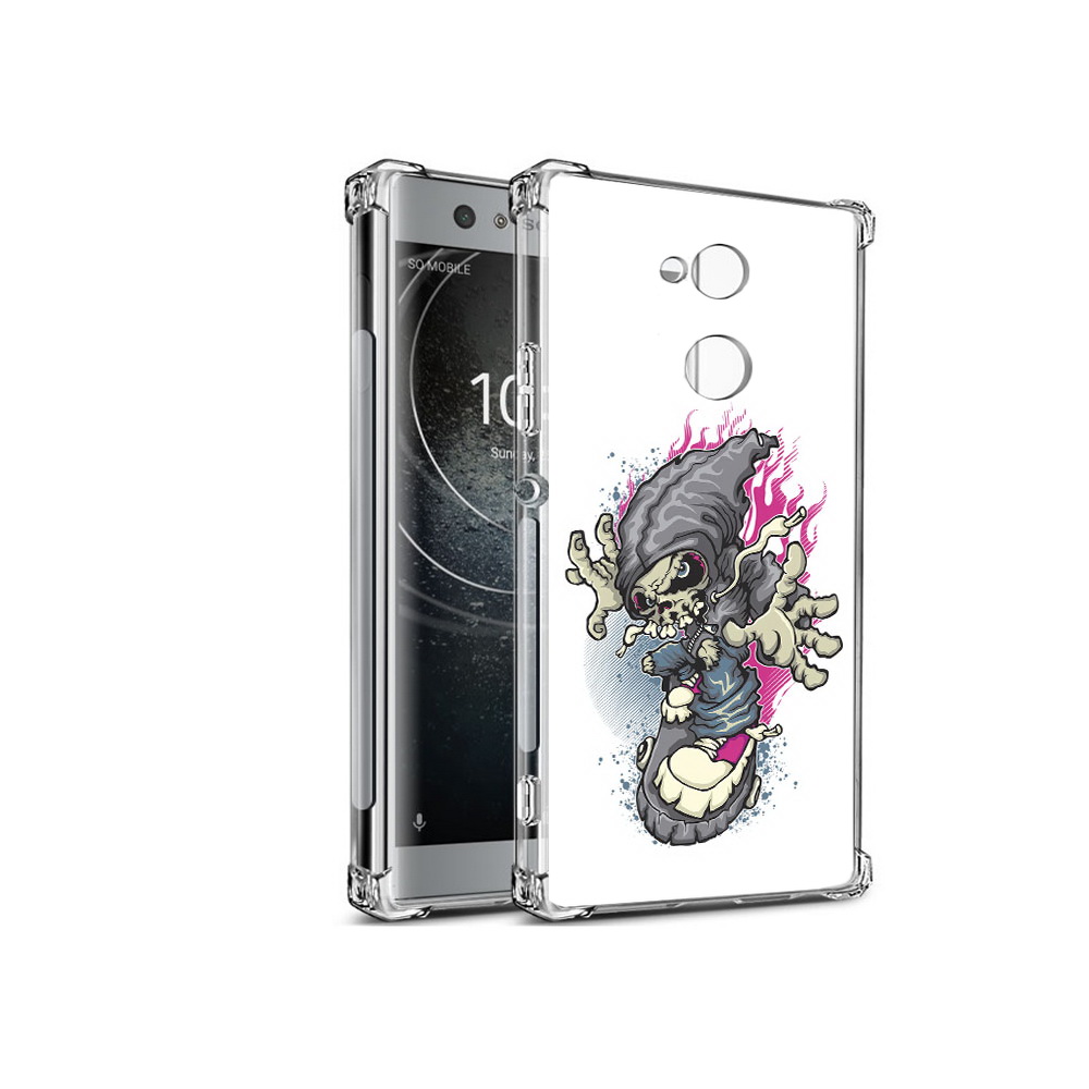 фото Чехол mypads tocco для sony xperia xa2 нарисованный скелет на скейт борде
