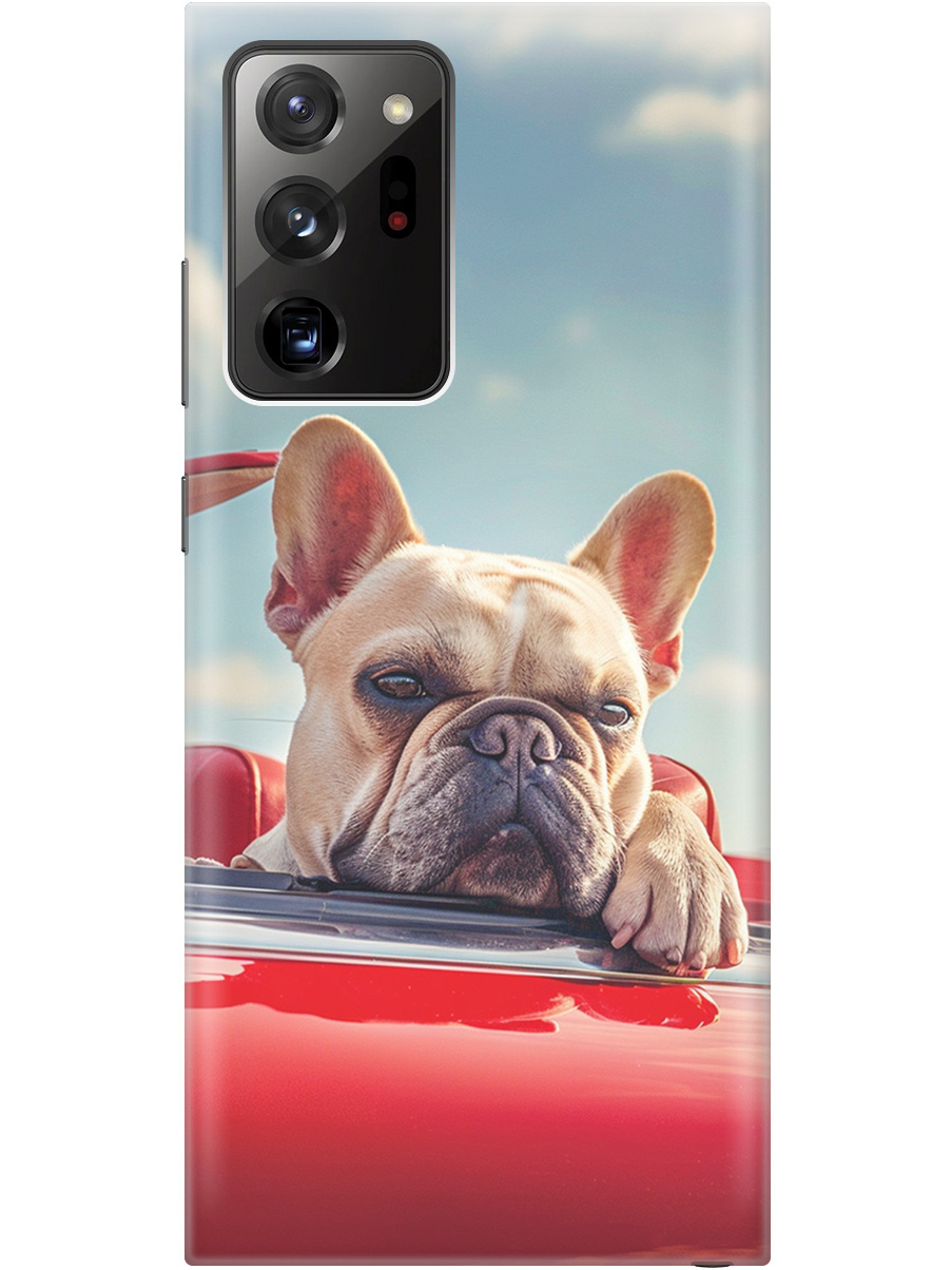 

Силиконовый чехол на Samsung Galaxy Note 20 Ultra с принтом "Бульдог в кабриолете", Прозрачный;бежевый;голубой;красный, 723276412