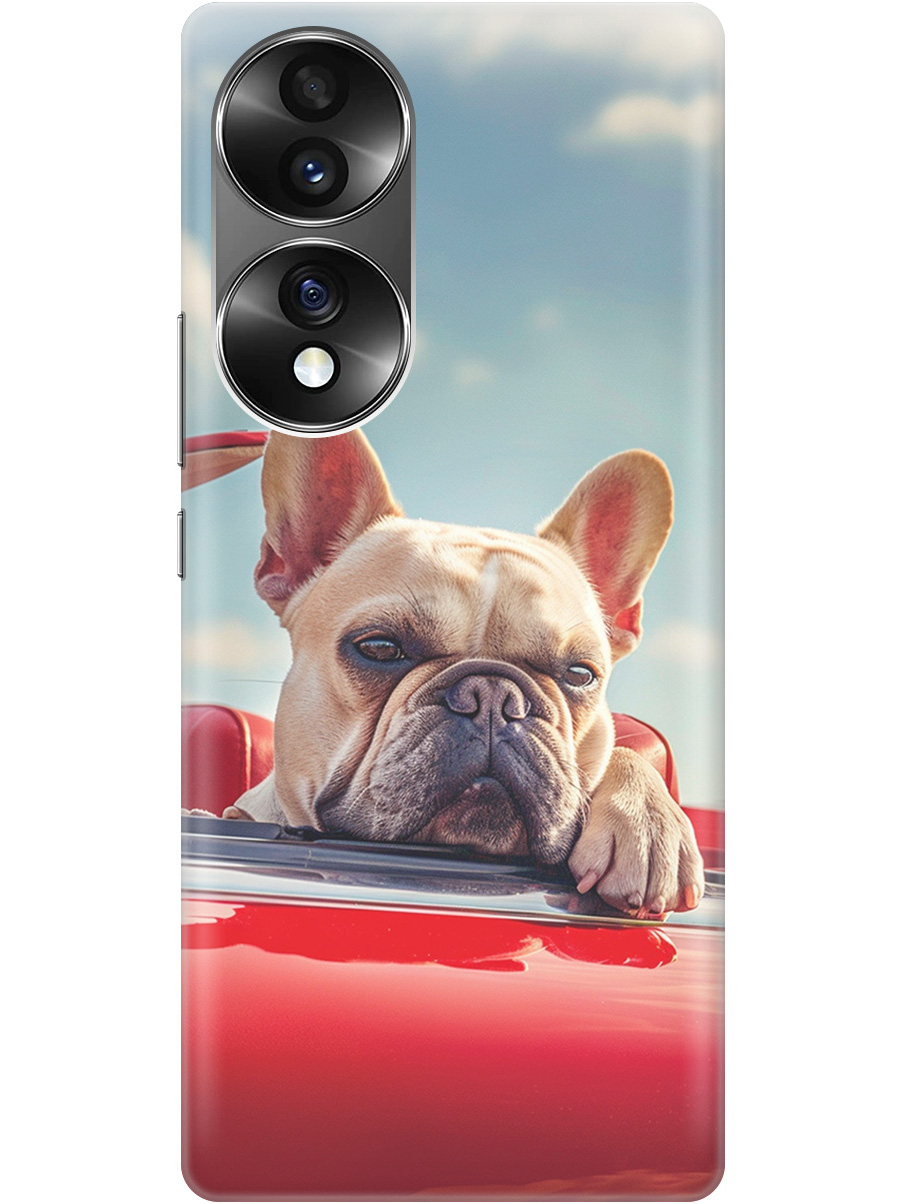 

Силиконовый чехол на Honor 70 с принтом "Бульдог в кабриолете", Прозрачный;бежевый;голубой;красный, 740189212