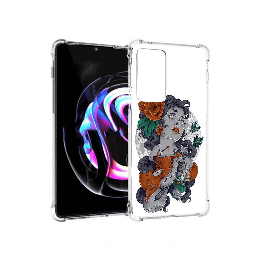 

Чехол MyPads Tocco для Motorola Moto Edge 20 Pro темная девушка с лисой (PT227063.364.639), Прозрачный, Tocco