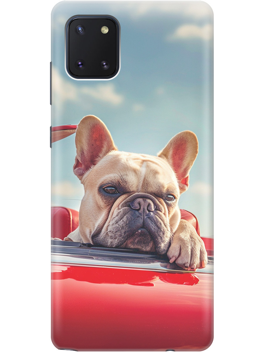 

Силиконовый чехол на Samsung Galaxy Note 10 Lite с принтом "Бульдог в кабриолете", Прозрачный;бежевый;голубой;красный, 722694812