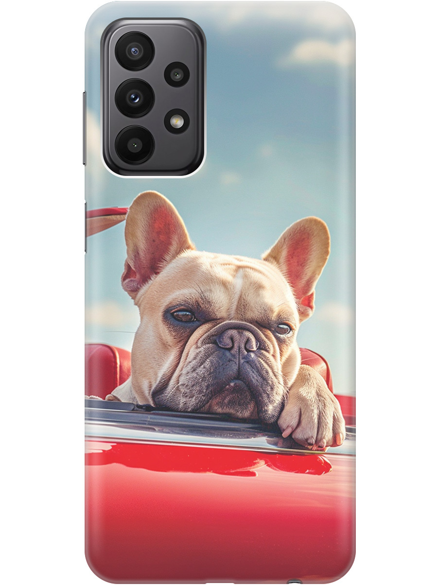 

Силиконовый чехол на Samsung Galaxy A23 4G с принтом "Бульдог в кабриолете", Прозрачный;бежевый;голубой;красный, 740132812