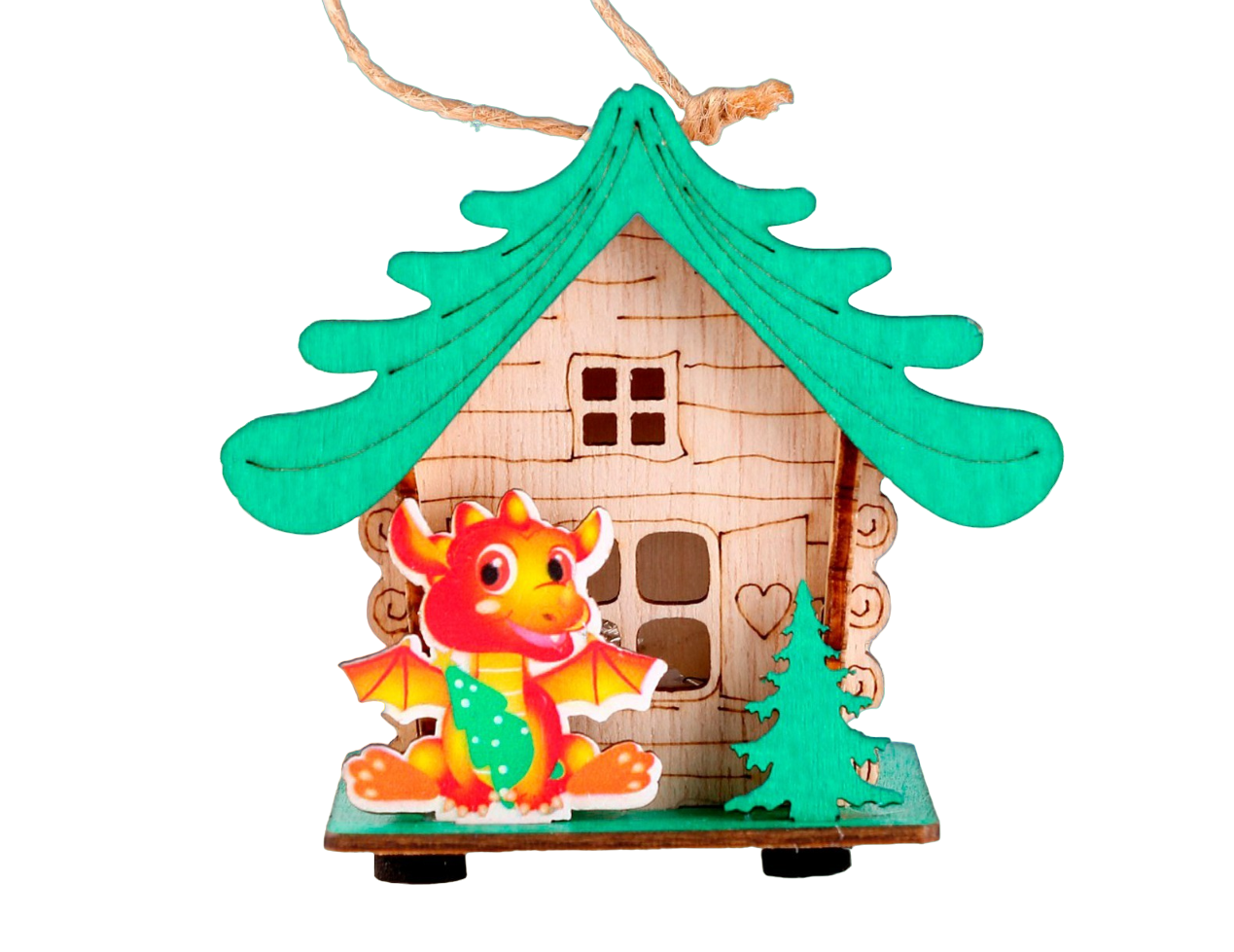 Елочная игрушка Кнр Дом дракона новогодний на подставке 1 шт. коричневый