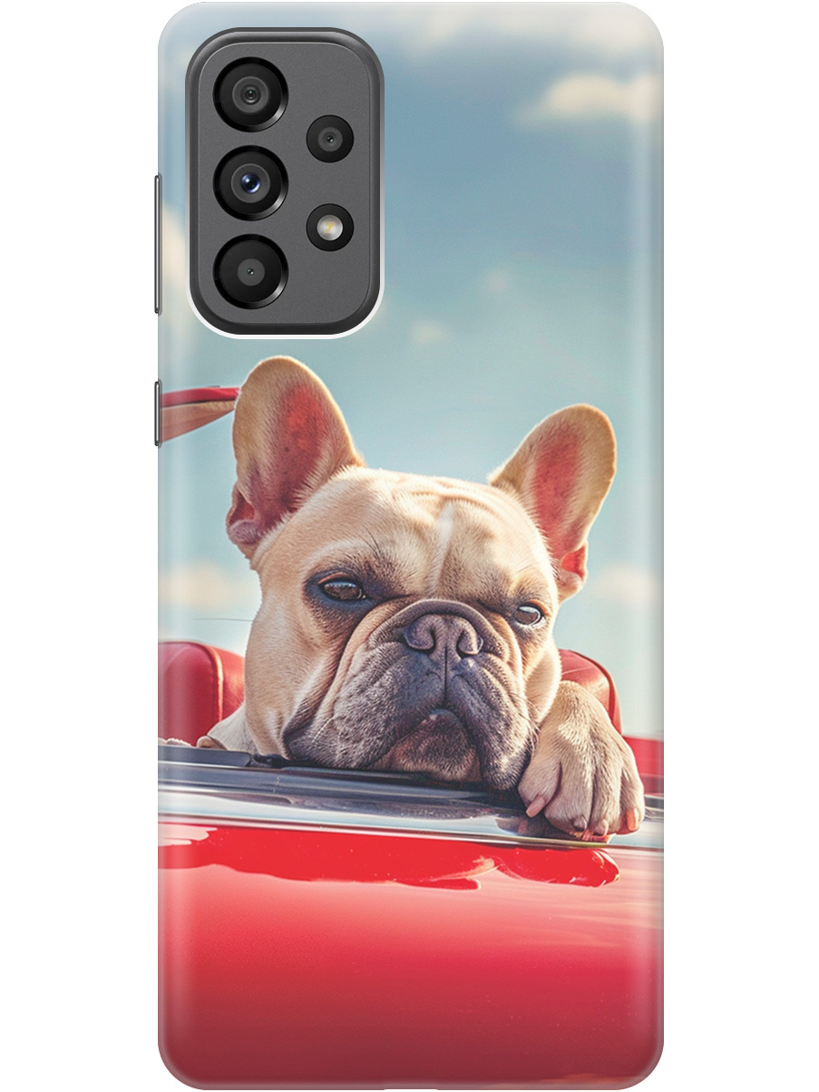 

Силиконовый чехол на Samsung Galaxy A73 5G с принтом "Бульдог в кабриолете", Прозрачный;бежевый;голубой;красный, 740133112