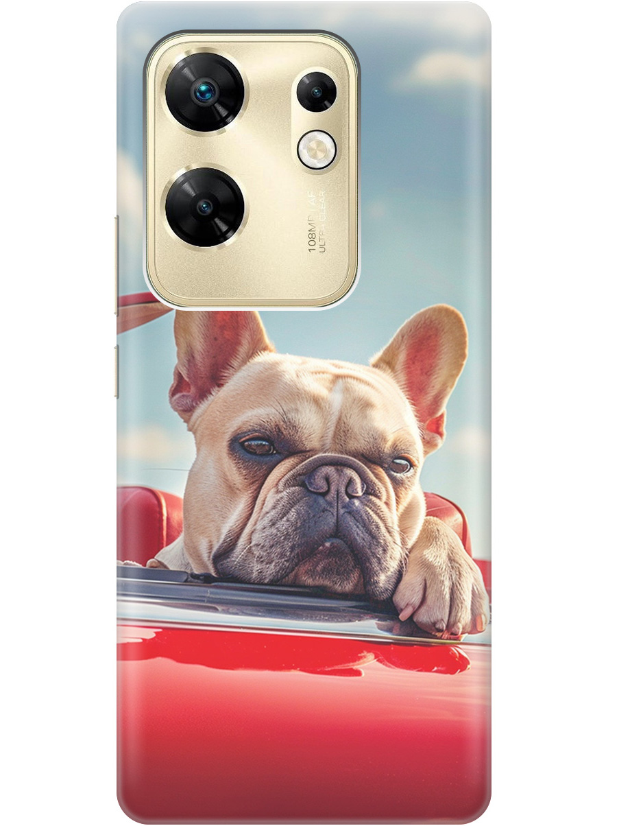 

Силиконовый чехол на Infinix Zero 30 4G с принтом "Бульдог в кабриолете", Прозрачный;бежевый;голубой;красный, 778687912