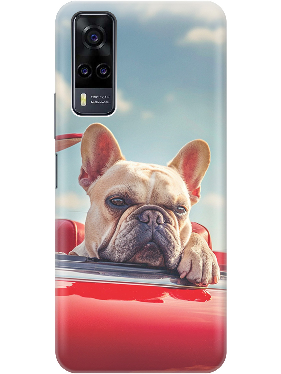

Силиконовый чехол на Vivo Y31 / Y53s 4G / Y51 2020 с принтом "Бульдог в кабриолете", Прозрачный;бежевый;голубой;красный, 743438312