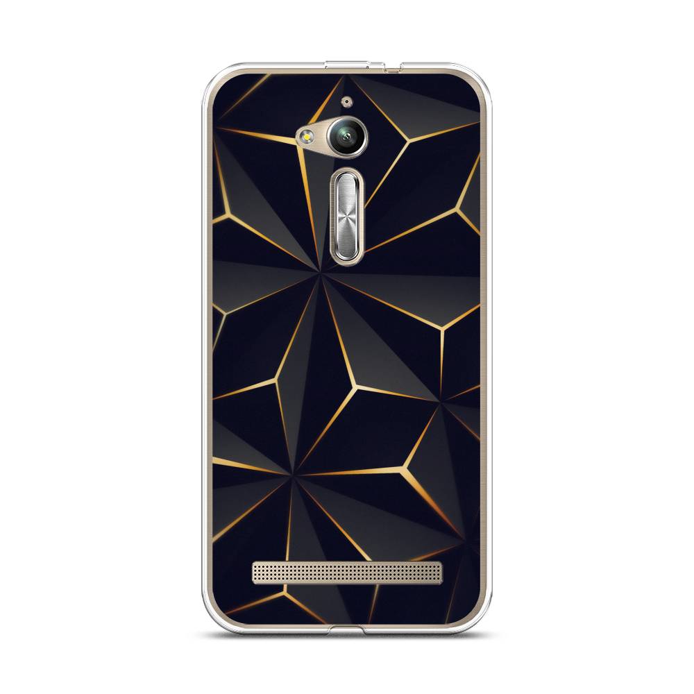 

Чехол на Asus Zenfone Go ZB500KG "Черные полигоны", Золотистый;черный, 41750-3