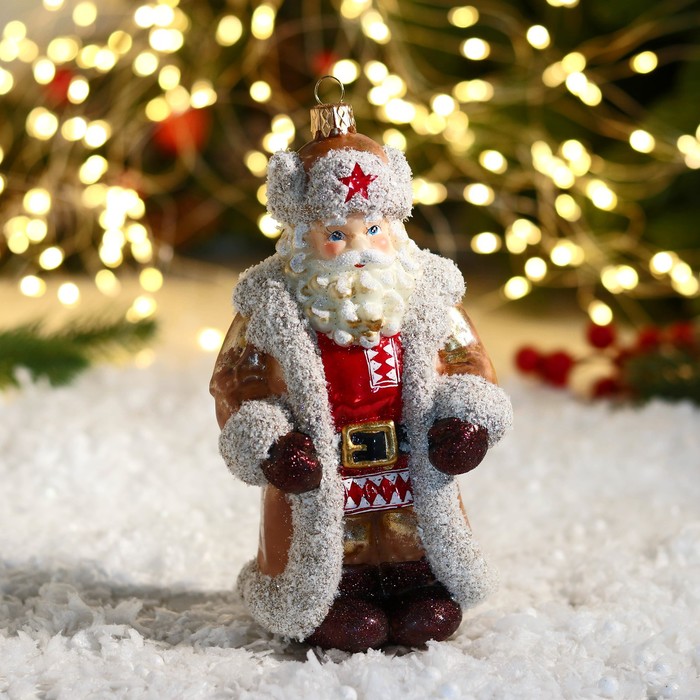 Елочное украшение 'Дед Мороз в дублёнке' 16 см