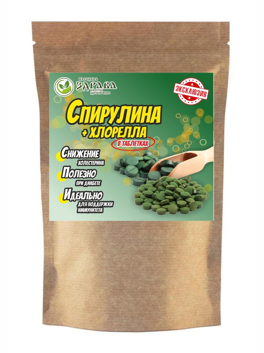 

Спирулина+Хлорелла 150г Таблетки Народная Здрава