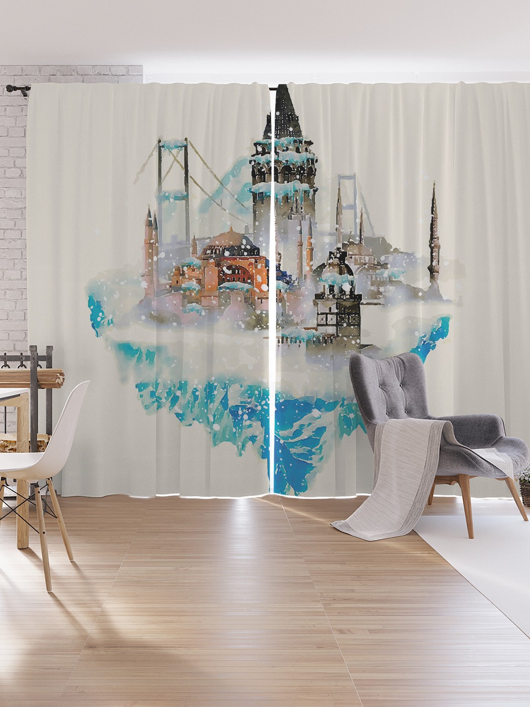 

Шторы под лён JoyArty "Пики Стамбула", серия Oxford DeLux, 340х265 см, Пики Стамбула