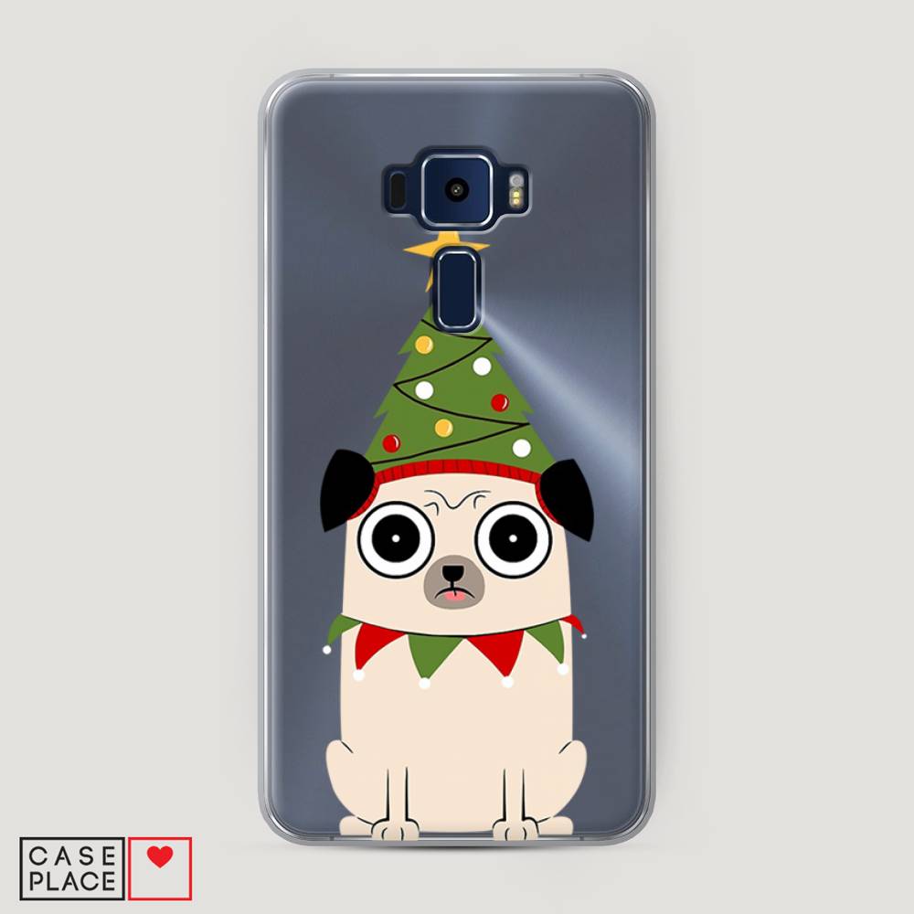 

Чехол на Asus Zenfone 3 ZE552KL "Собачка с ёлочкой", Бежевый;красный;зеленый, 41250-1