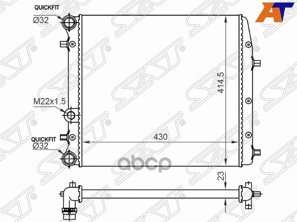 

Радиатор Skoda Fabia 01-07/Volkswagn Polo 02-09 (Трубчатый) Sat Арт. St-10-0060