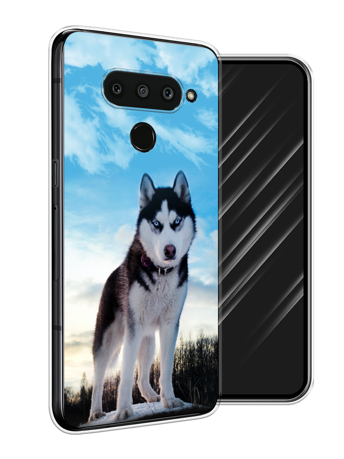 

Чехол Awog на LG V50 ThinQ "Хаски 3", Белый;черный;голубой, 83850-2