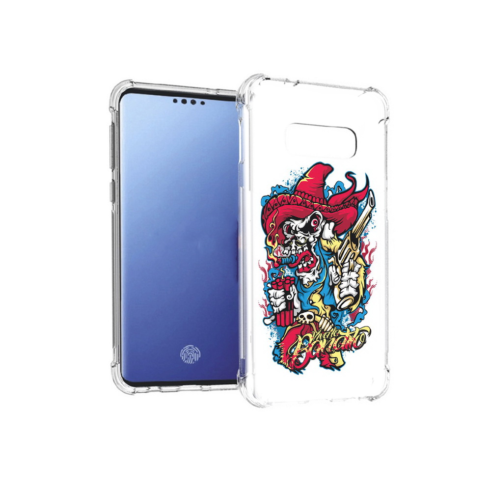 

Чехол MyPads Tocco для Samsung Galaxy S10E нарисованный скелет с писталетом, Прозрачный, Tocco