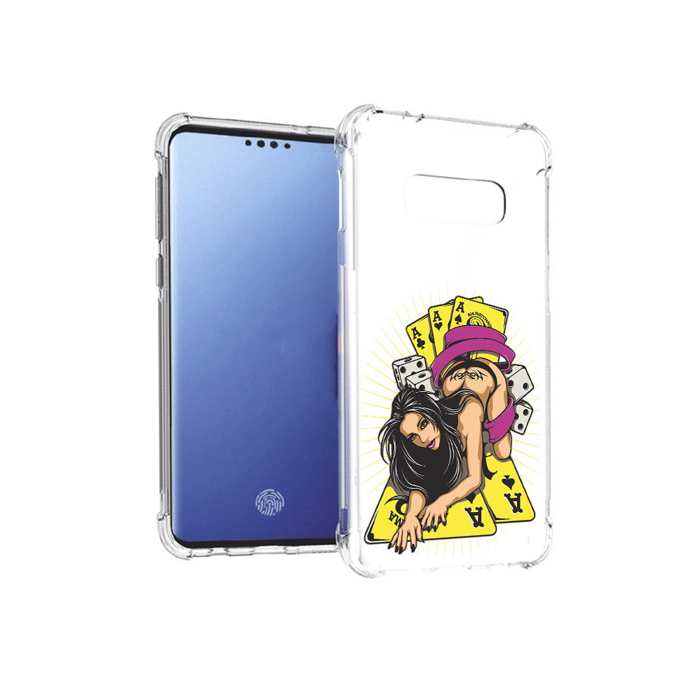 Чехол MyPads Tocco для Samsung Galaxy S10E нарисованная девушка с игровыми картами